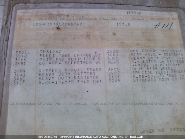 1GDHP32TXD3502747 - 1983 GMC FORWARD CONTROL CHASSIS P3500 Unknown photo 9