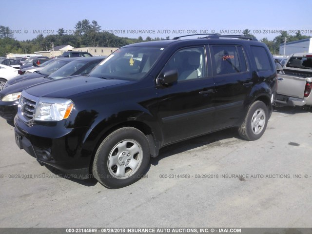 5FNYF4H2XDB073561 - 2013 HONDA PILOT LX BLACK photo 2