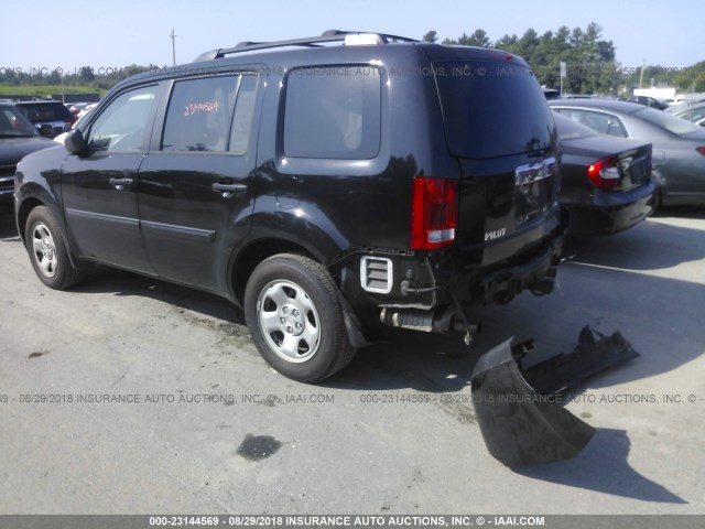 5FNYF4H2XDB073561 - 2013 HONDA PILOT LX BLACK photo 3