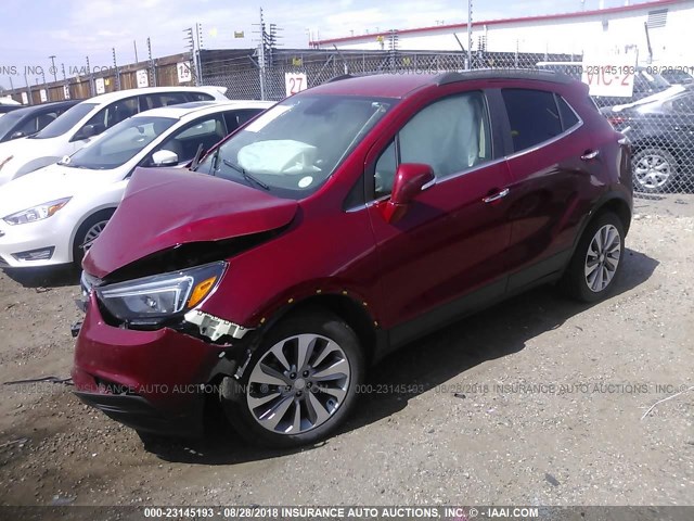 KL4CJESB5JB526615 - 2018 BUICK ENCORE PREFERRED MAROON photo 2