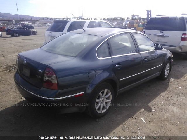 WVWPE63BX4P251329 - 2004 VOLKSWAGEN PASSAT GLS TDI BLUE photo 4