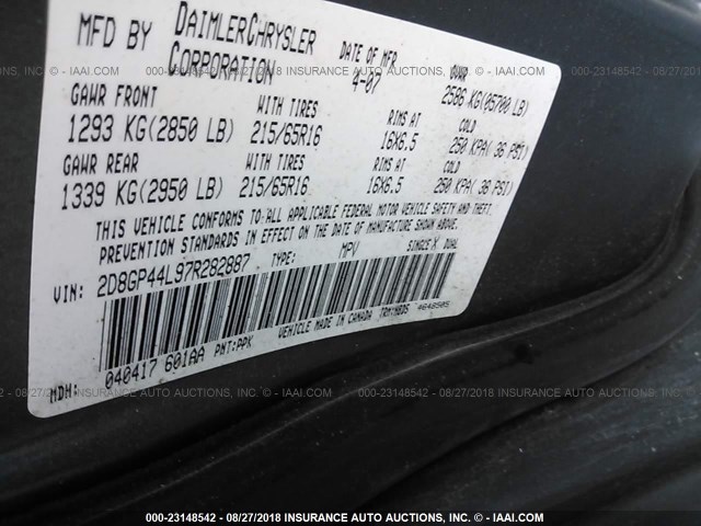 2D8GP44L97R282887 - 2007 DODGE GRAND CARAVAN SXT GRAY photo 9