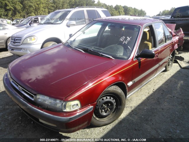 1HGCB7659LA009217 - 1990 HONDA ACCORD LX/EX RED photo 2