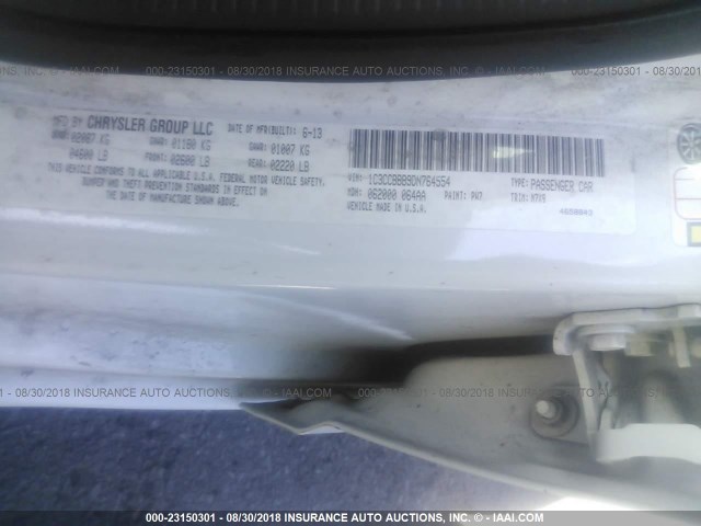 1C3CCBBB9DN764554 - 2013 CHRYSLER 200 TOURING WHITE photo 9