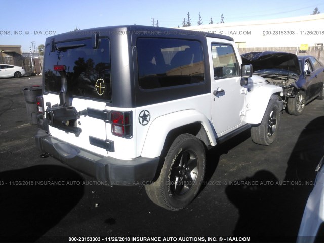 1C4AJWAG9FL568786 - 2015 JEEP WRANGLER SPORT WHITE photo 4