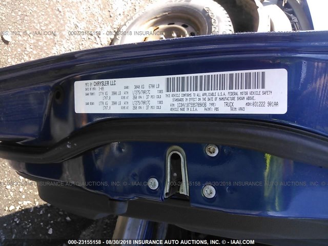 1D3HV18T59S789036 - 2009 DODGE RAM 1500 BLUE photo 9