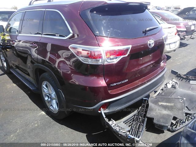 5TDYKRFH1ES025203 - 2014 TOYOTA HIGHLANDER LIMITED/LTD PLATINUM BURGUNDY photo 3