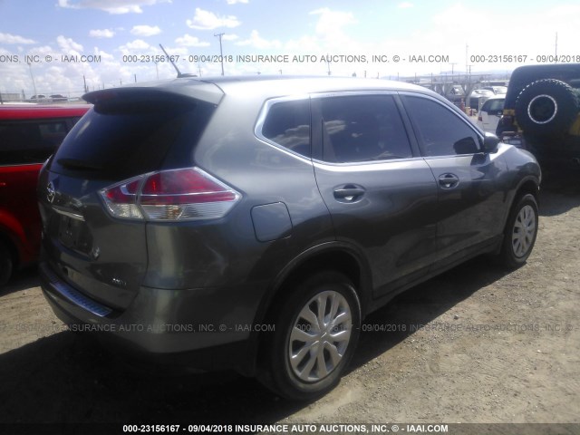 KNMAT2MV8GP692510 - 2016 NISSAN ROGUE S/SL/SV GRAY photo 4