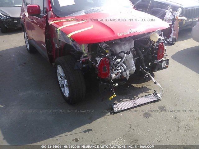 ZACCJBBT3GPE34494 - 2016 JEEP RENEGADE LATITUDE RED photo 6