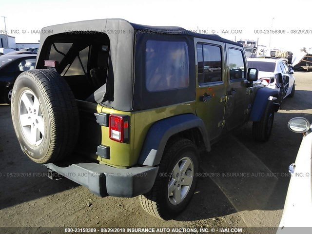 1J4GA39127L145813 - 2007 JEEP WRANGLER X GREEN photo 4