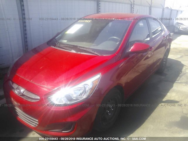 KMHCT4AE9GU091614 - 2016 HYUNDAI ACCENT SE RED photo 2