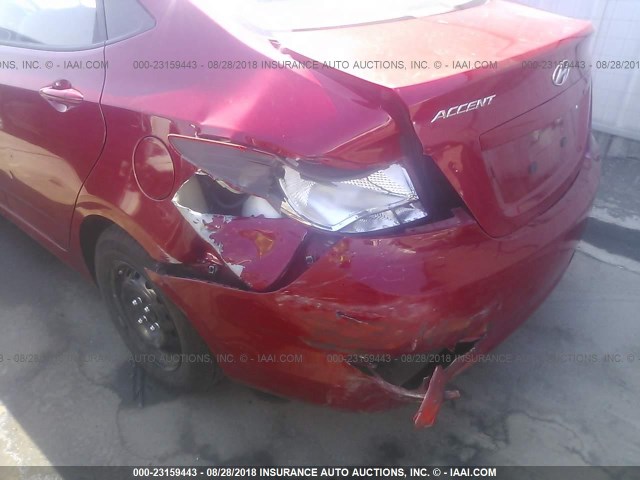 KMHCT4AE9GU091614 - 2016 HYUNDAI ACCENT SE RED photo 6