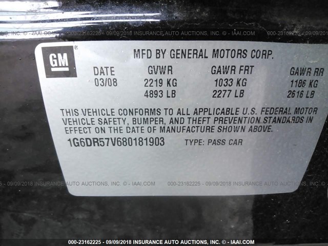 1G6DR57V680181903 - 2008 CADILLAC CTS HI FEATURE V6 BLACK photo 9