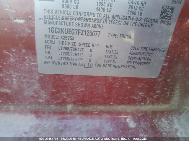 1GC2KUEG7FZ125677 - 2015 CHEVROLET SILVERADO K2500 HEAVY DUTY RED photo 9