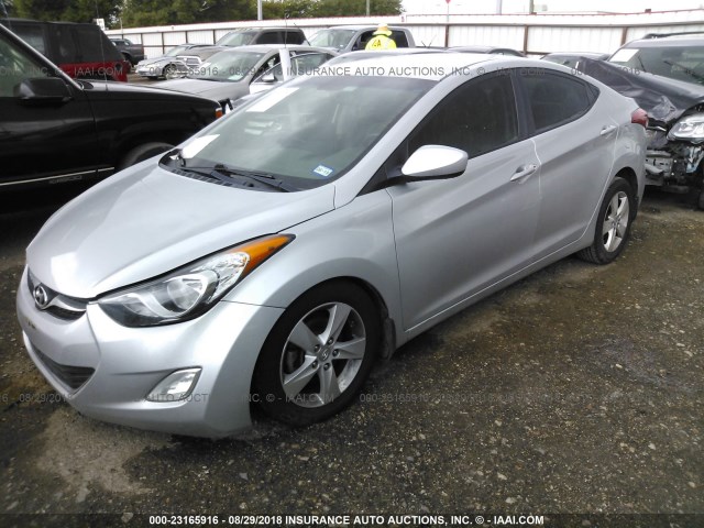 5NPDH4AE4DH253214 - 2013 HYUNDAI ELANTRA GLS/LIMITED SILVER photo 2