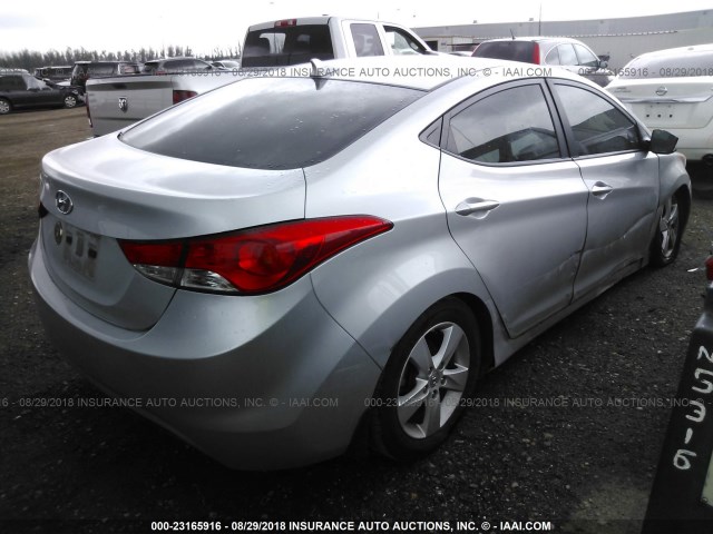 5NPDH4AE4DH253214 - 2013 HYUNDAI ELANTRA GLS/LIMITED SILVER photo 4