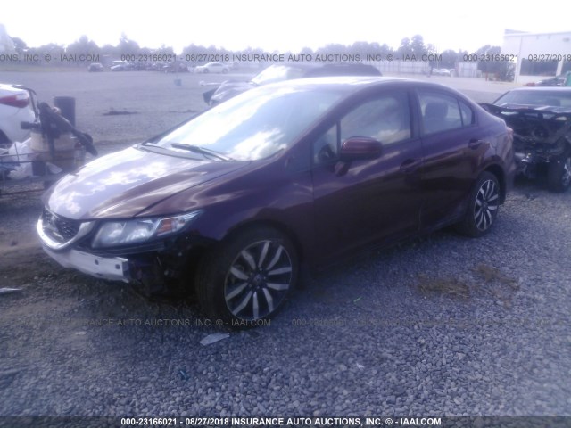 19XFB2F93FE105489 - 2015 HONDA CIVIC EXL BURGUNDY photo 2