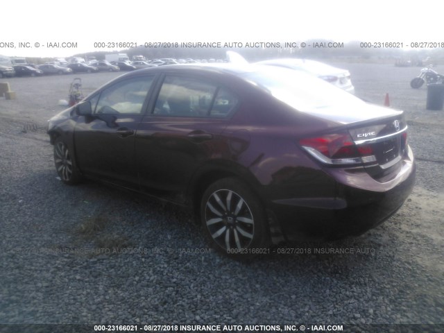 19XFB2F93FE105489 - 2015 HONDA CIVIC EXL BURGUNDY photo 3