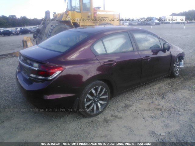 19XFB2F93FE105489 - 2015 HONDA CIVIC EXL BURGUNDY photo 4