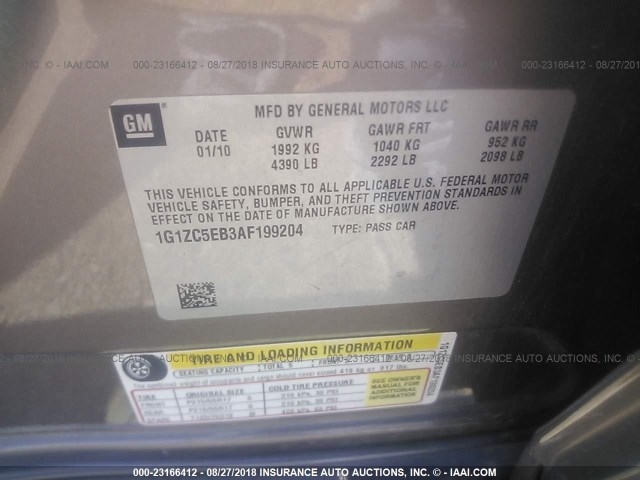 1G1ZC5EB3AF199204 - 2010 CHEVROLET MALIBU 1LT 金色 照片 9