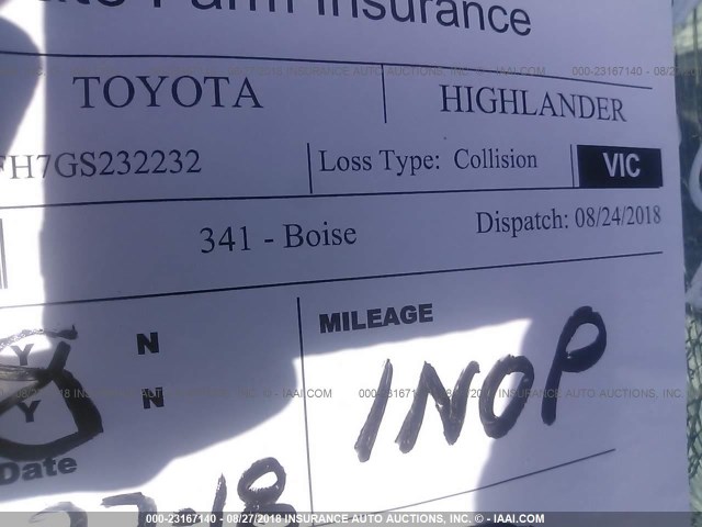 5TDJKRFH7GS232232 - 2016 TOYOTA HIGHLANDER XLE თეთრი ფოტო 7