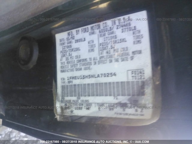 1FMEU15H5NLA70254 - 1992 FORD BRONCO U100 GREEN photo 9