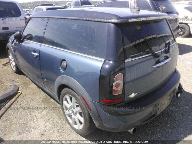 WMWZG3C58BTY30736 - 2011 MINI COOPER S CLUBMAN BLUE photo 3