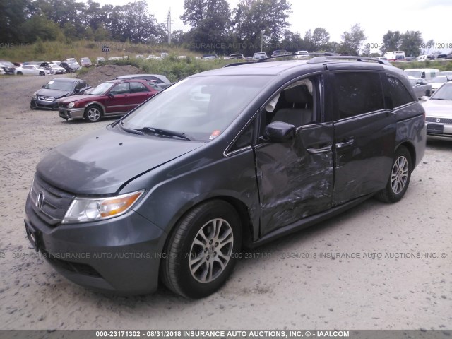 5FNRL5H60CB128636 - 2012 HONDA ODYSSEY EXL GRAY photo 2