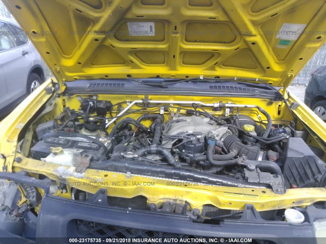 5N1ED28T61C564039 - 2001 NISSAN XTERRA XE/SE YELLOW photo 10