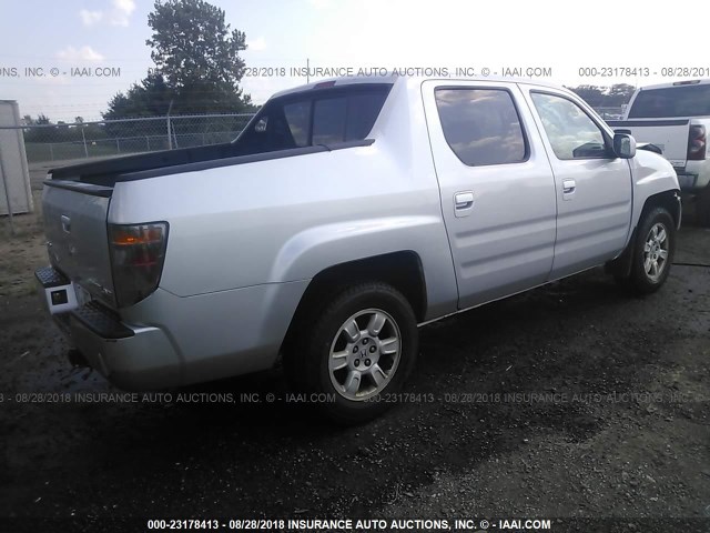 2HJYK16527H539694 - 2007 HONDA RIDGELINE RTL SILVER photo 4