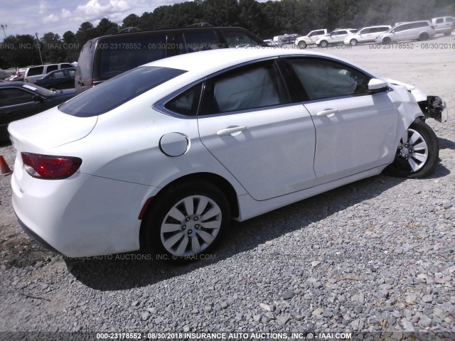 1C3CCCFB6FN668593 - 2015 CHRYSLER 200 LX WHITE photo 4