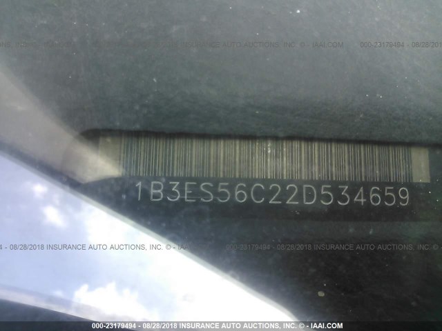 1B3ES56C22D534659 - 2002 DODGE NEON ES BLUE photo 9