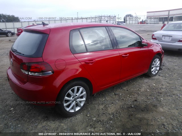 WVWDB7AJXEW006792 - 2014 VOLKSWAGEN GOLF RED photo 4