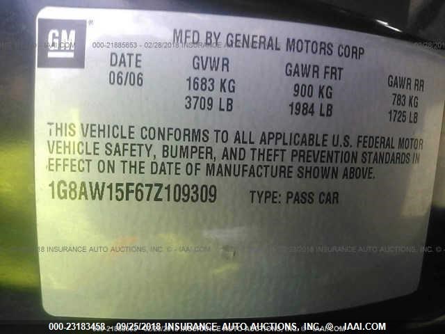 1G8AW15F67Z109309 - 2007 SATURN ION LEVEL 3 BLACK photo 9