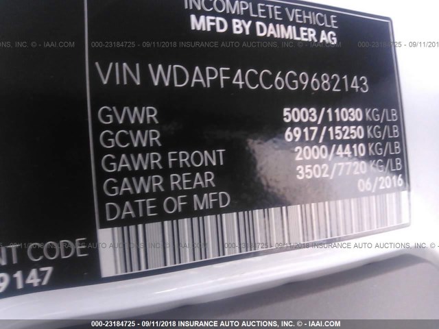 WDAPF4CC6G9682143 - 2017 MERCEDES-BENZ SPRINTER 3500 BLUE photo 9