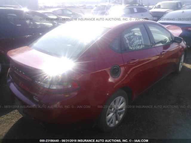 1C3CDFBA4ED682735 - 2014 DODGE DART SXT RED photo 4