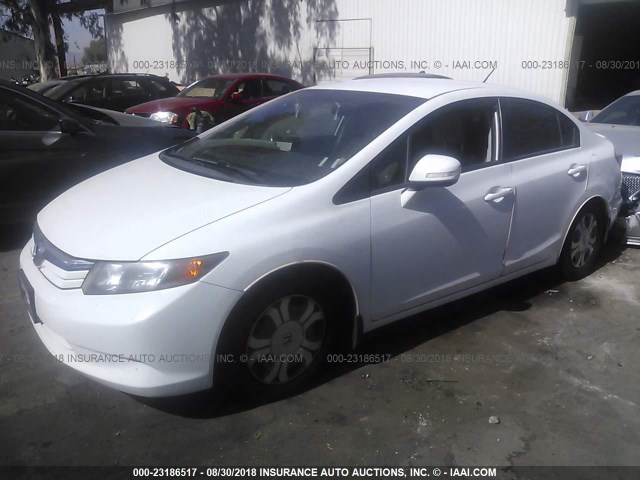 JHMFB4F36CS008723 - 2012 HONDA CIVIC HYBRID L WHITE photo 2