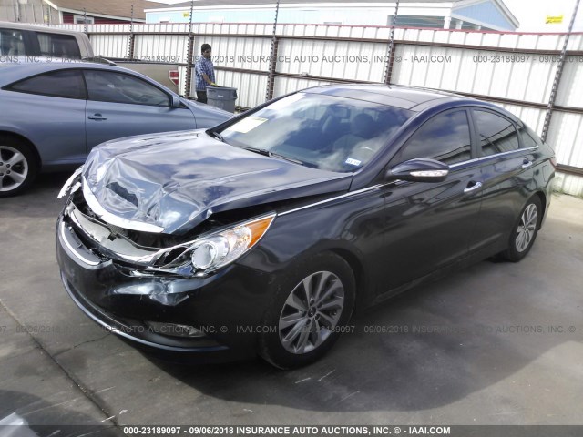 5NPEC4AC7EH838467 - 2014 HYUNDAI SONATA SE/LIMITED Dark Blue photo 2