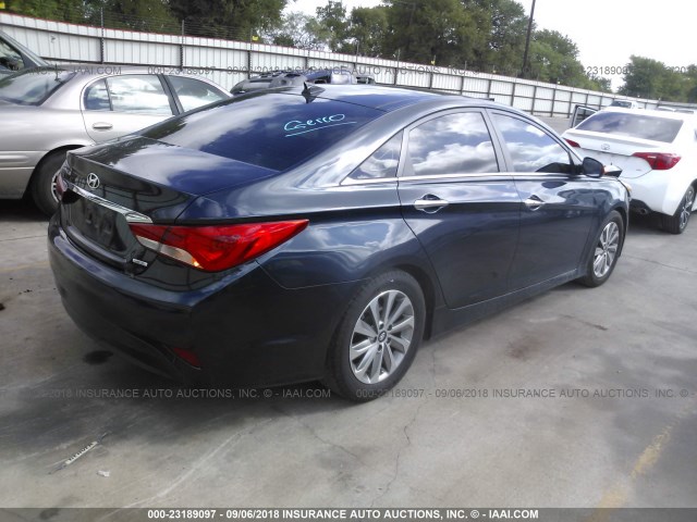 5NPEC4AC7EH838467 - 2014 HYUNDAI SONATA SE/LIMITED Dark Blue photo 4