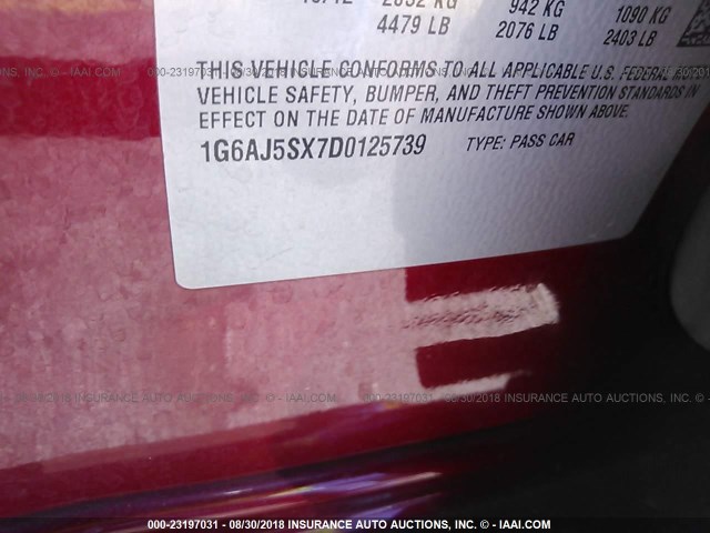 1G6AJ5SX7D0125739 - 2013 CADILLAC ATS PERFORMANCE MAROON photo 9