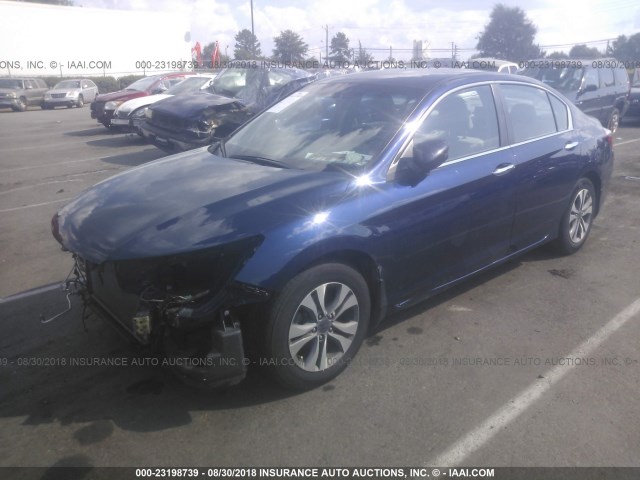 1HGCR2F36FA160615 - 2015 HONDA ACCORD LX BLUE photo 2