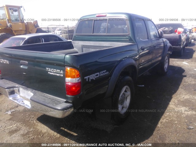 5TEGN92N41Z767994 - 2001 TOYOTA TACOMA DOUBLE CAB PRERUNNER GREEN photo 4