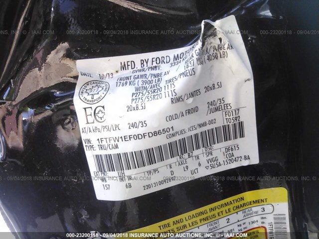 1FTFW1EF0DFD86501 - 2013 FORD F150 SUPERCREW BLACK photo 9