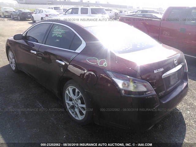 1N4AA5AP9CC840703 - 2012 NISSAN MAXIMA S/SV MAROON photo 3