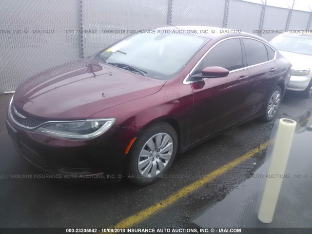 1C3CCCFB9FN643655 - 2015 CHRYSLER 200 LX RED photo 2