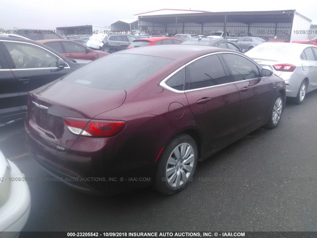 1C3CCCFB9FN643655 - 2015 CHRYSLER 200 LX RED photo 4