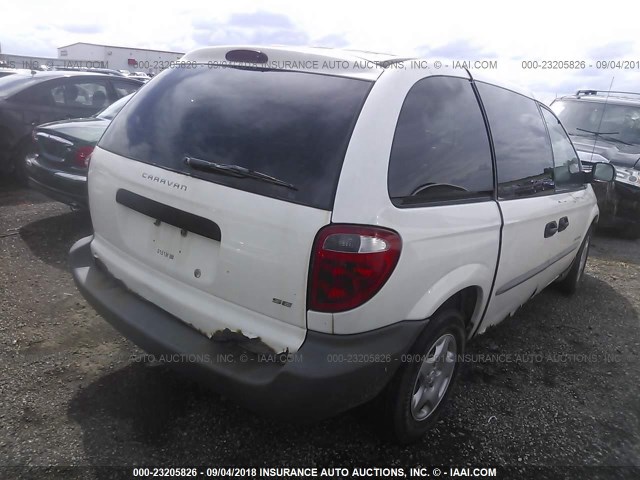 1B4GP25381B133407 - 2001 DODGE CARAVAN SE WHITE photo 4