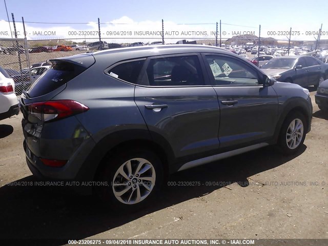 KM8J3CA43HU295240 - 2017 HYUNDAI TUCSON LIMITED/SPORT AND ECO/SE GRAY photo 4