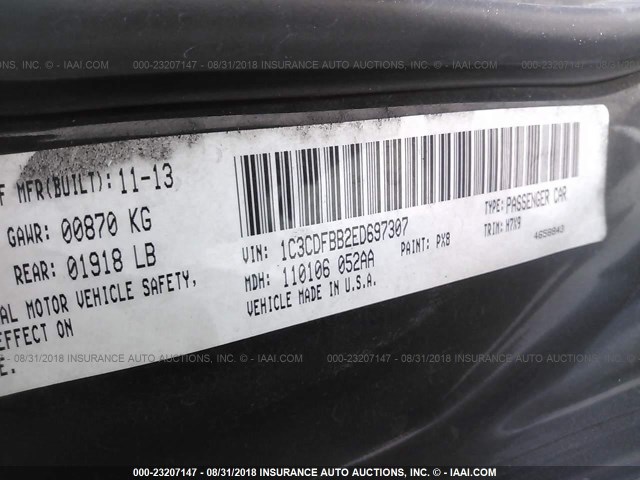 1C3CDFBB2ED697307 - 2014 DODGE DART SXT BLACK photo 9