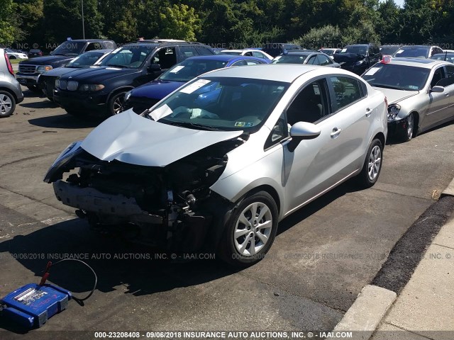 KNADN4A33E6419075 - 2014 KIA RIO EX SILVER photo 2